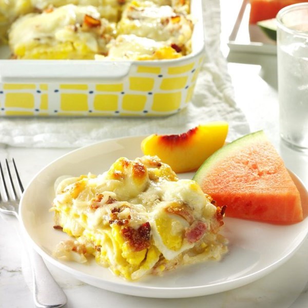 Bacon ‘n’ egg lasagna 