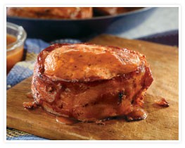 Bacon pork chops with BBQ glaze