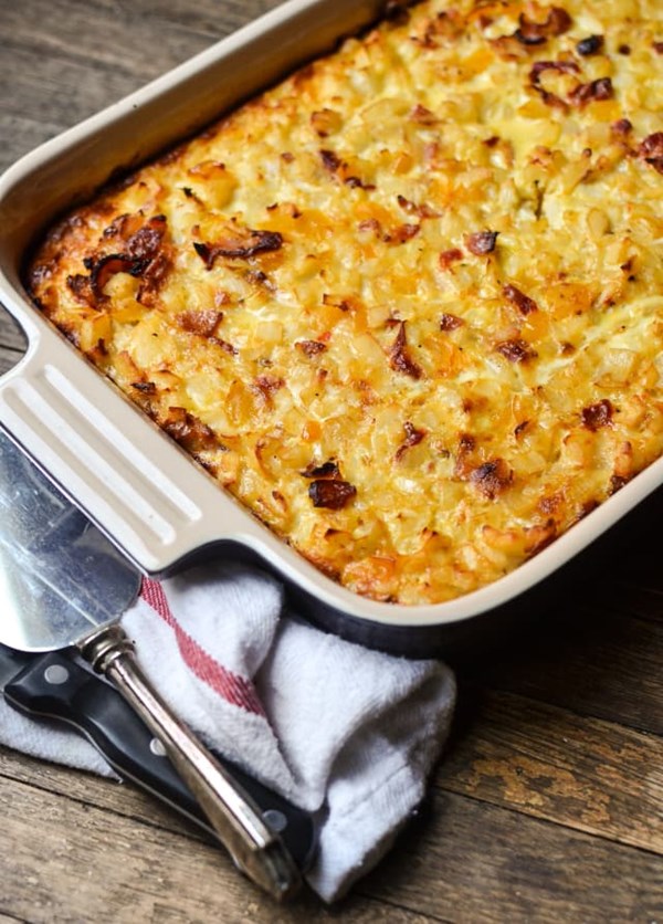 Bacon, potato, and egg breakfast casserole