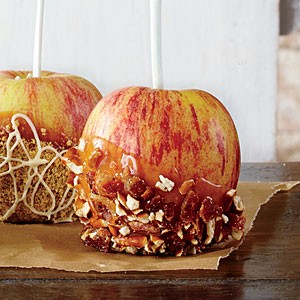 Bacon-pretzel-peanut butter caramel apples