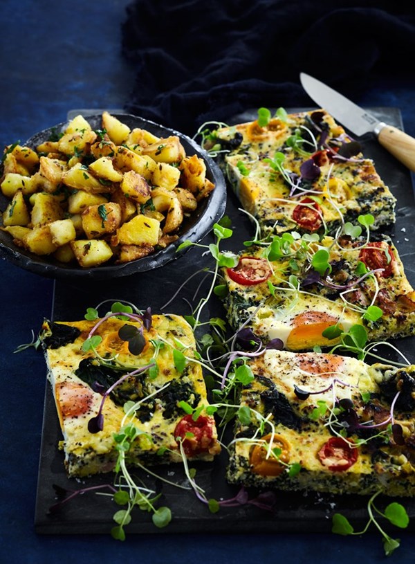 Bacon, quinoa and egg tart
