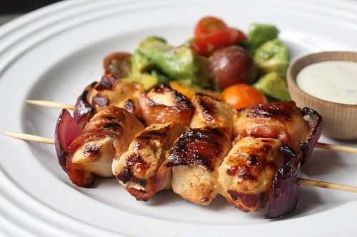 Bacon ranch chicken skewers