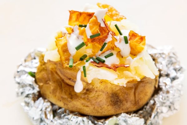 Bacon-ranch loaded baked potatoes