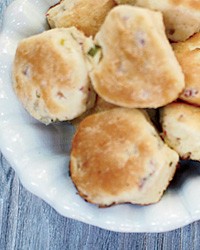 Bacon-scallion biscuits with sorghum butter