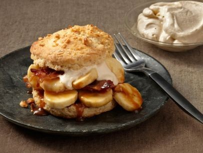 Bacon shortcakes with peanut butter whipped cream