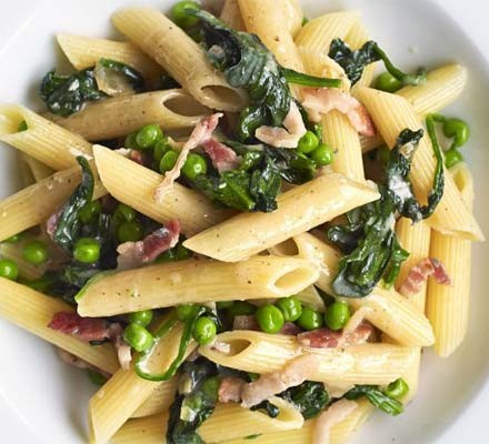 Bacon, spinach & Gorgonzola pasta