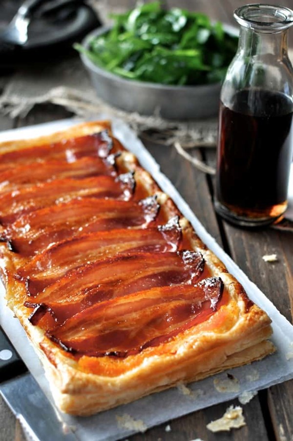 Bacon tart with pumpkin and maple