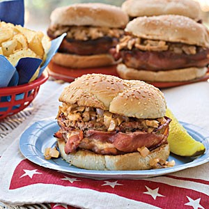 Bacon-wrapped barbecue burgers