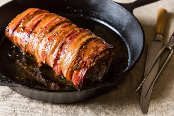 Bacon wrapped brown sugar pork loin