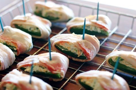 Bacon-wrapped cheese-stuffed jalapeños