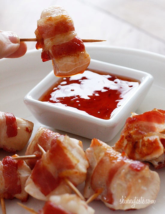 Bacon wrapped chicken bites