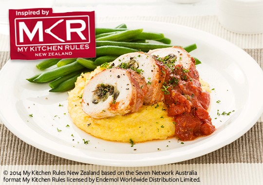 Bacon wrapped chicken with Italian sauce