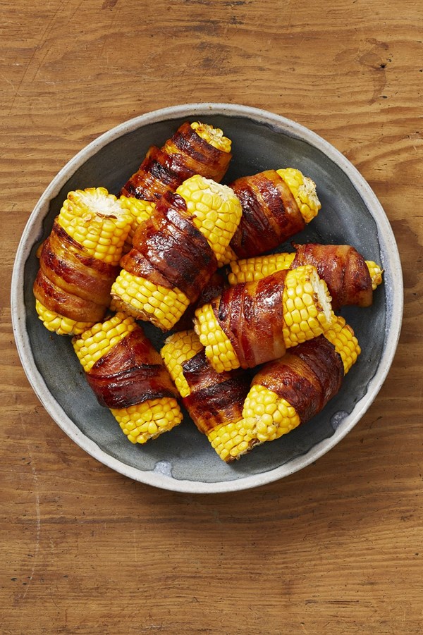 Bacon-wrapped corn on the cob