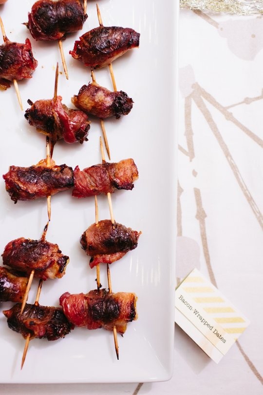 Bacon-wrapped dates stuffed with almonds
