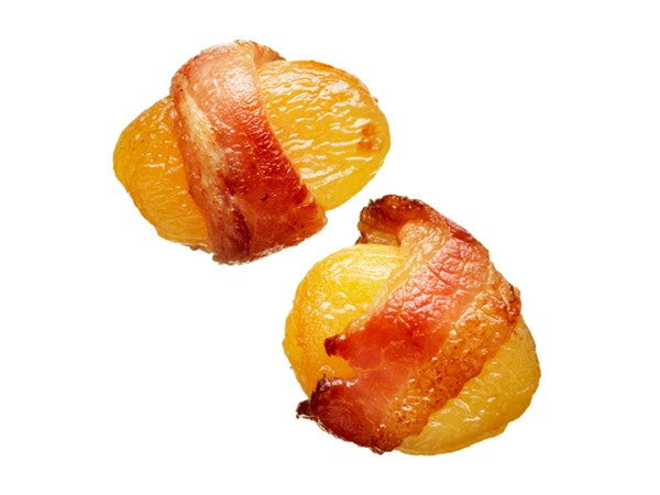 Bacon-wrapped dried apricots