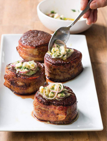 Bacon-wrapped filet mignons