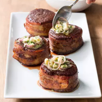Bacon-wrapped filets mignons
