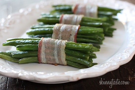 Bacon wrapped green bean bundles