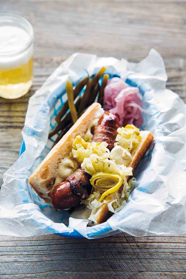 Bacon-wrapped hot dogs