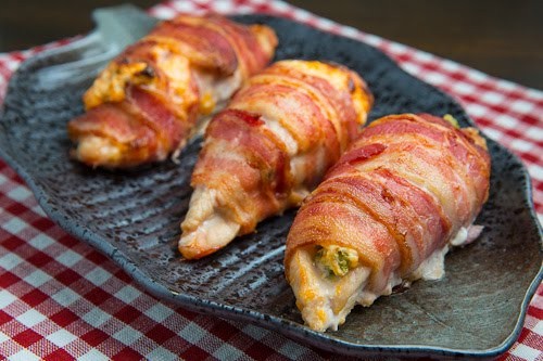 Bacon wrapped jalapeno popper stuffed chicken