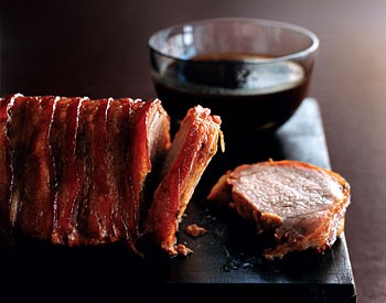Bacon-wrapped maple pork loin