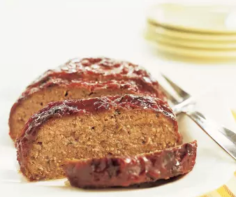 Bacon-wrapped meatloaf with brown sugar-ketchup glaze