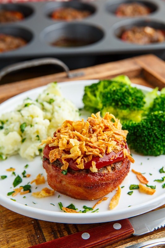 Bacon wrapped muffin pan meatloaf (aka Salisbury steak filet mignon)