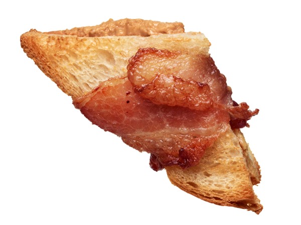 Bacon-wrapped peanut butter sandwiches