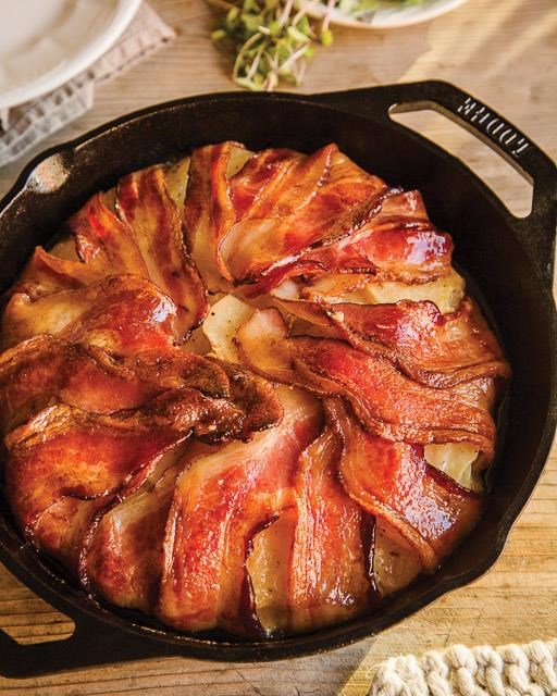 Bacon-wrapped potatoes and Gruyere delightness