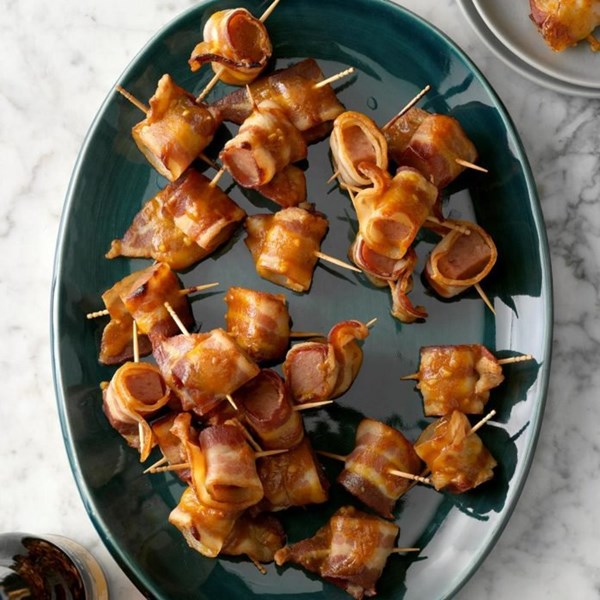 Bacon-wrapped Spam bites