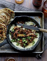 Bacony tortillas with melted cheese and crispy mushrooms