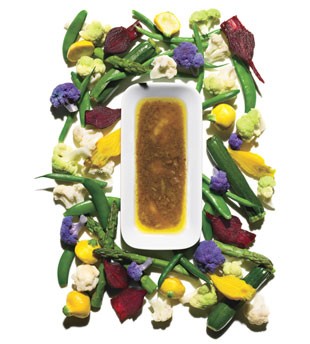 Bagna cauda dip with assorted vegetables
