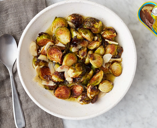 Bagna cauda roasted Brussels sprouts