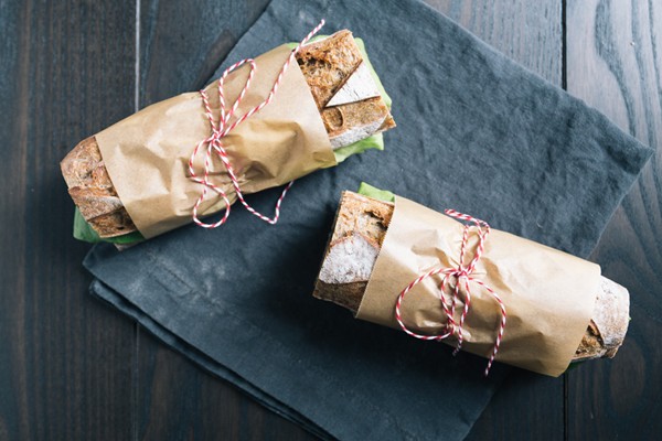 Baguette sandwiches with Dijon chicken salad