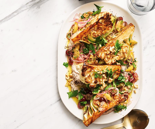 Baharat cauliflower and walnut-bread sauce