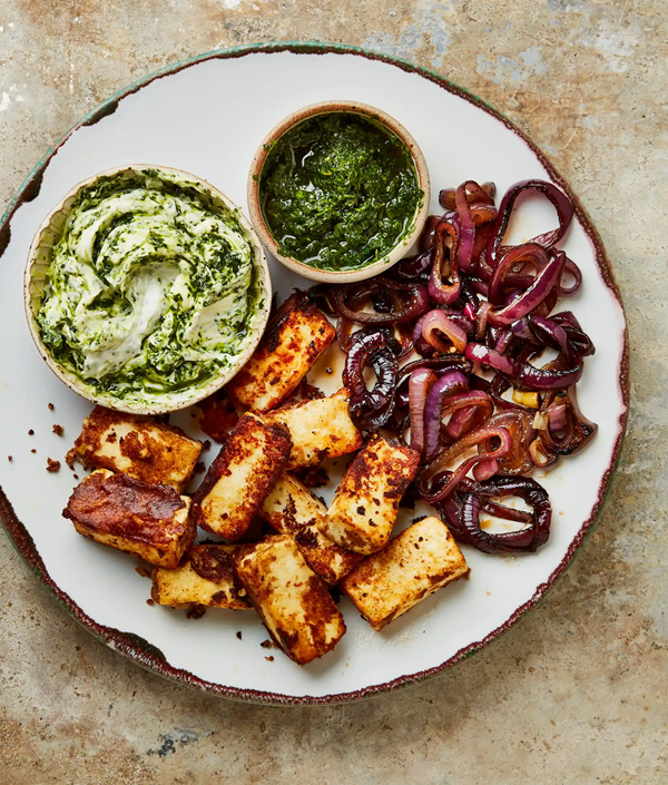 Baharat paneer with charred onions and salsa