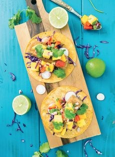 Baja delish tacos with mango salsa