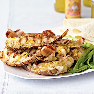 Baja-style grilled rock lobster tails