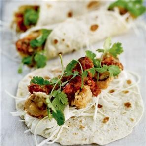 Baja-style spicy grilled mackerel tacos