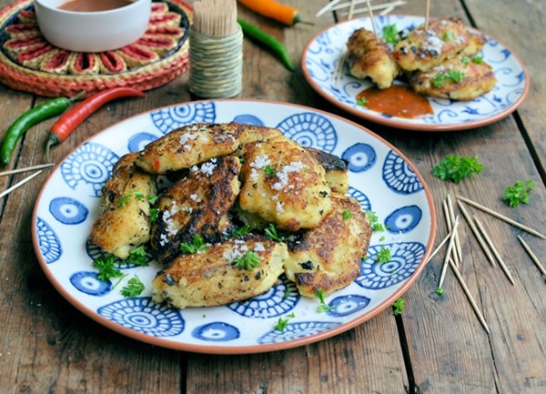 Bajan salt cod fish cakes with chilli sauce