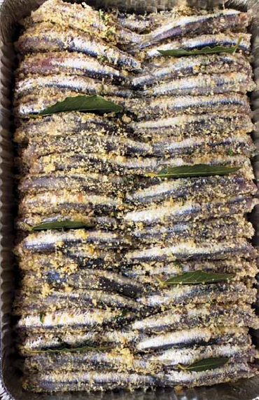 Baked anchovies