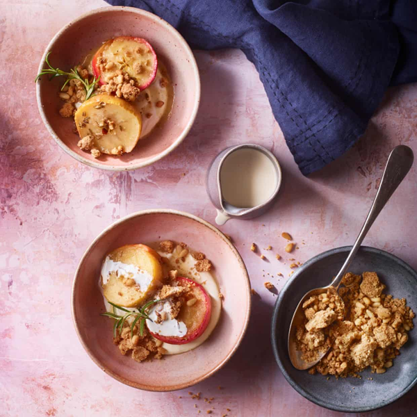 Baked apple and pine nut crumble