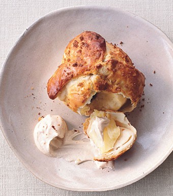 Baked apple, raisin, and brown sugar dumplings