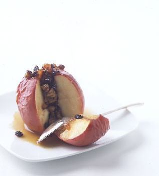 Baked apples stuffed with dried fruit and pecans