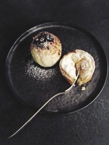 Baked apples with blueberries