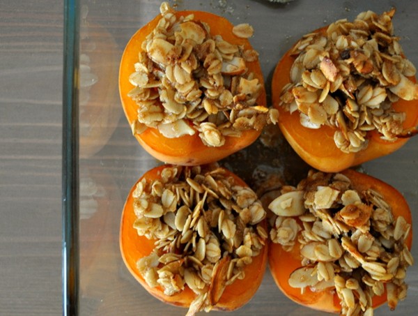 Baked apricots with brown sugar streusel