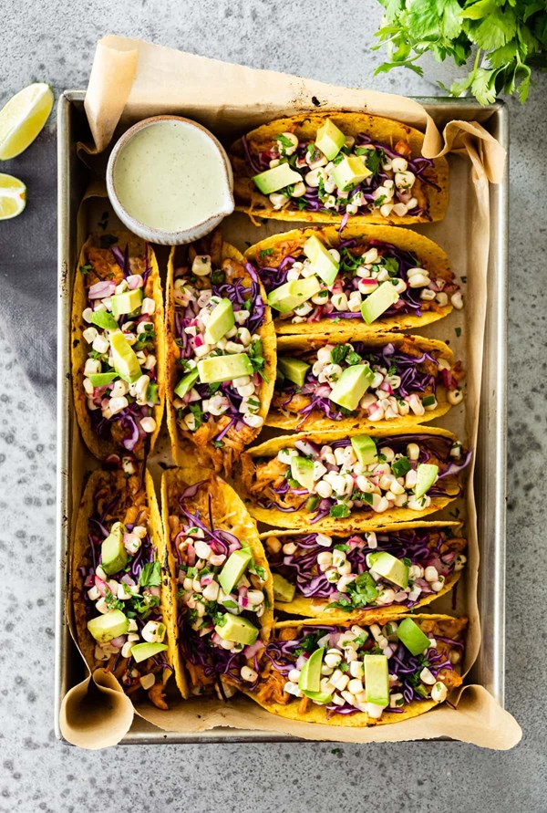 Baked BBQ chicken tacos