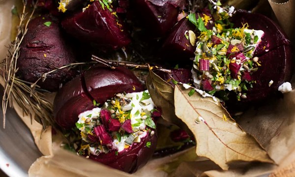 Baked beetroot with seeded ricotta
