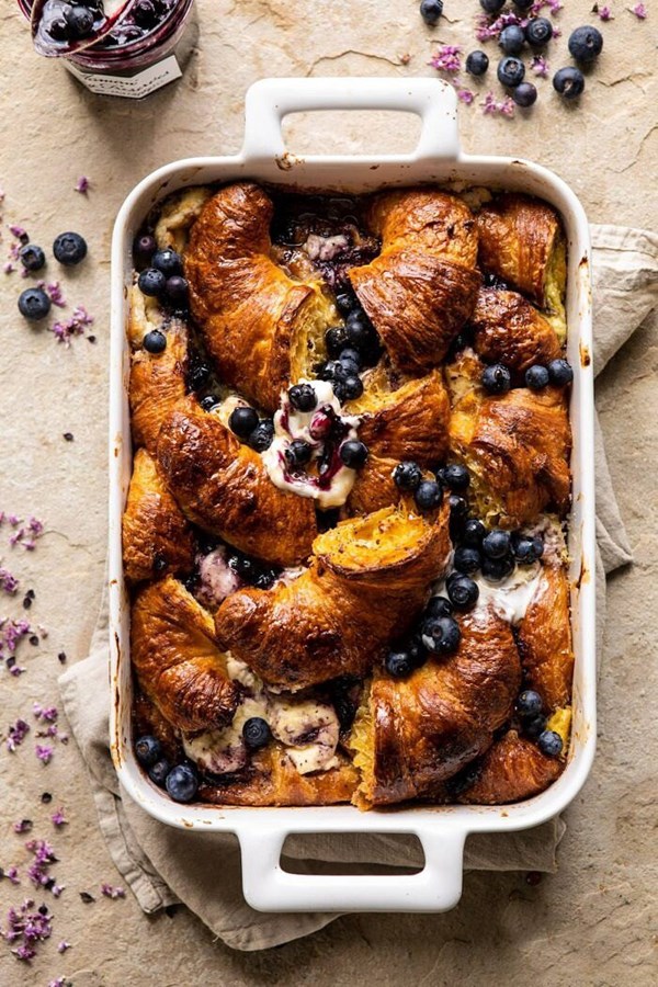 Baked berry and cream cheese croissant French toast