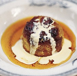 Baked blackberry and stem ginger pudding